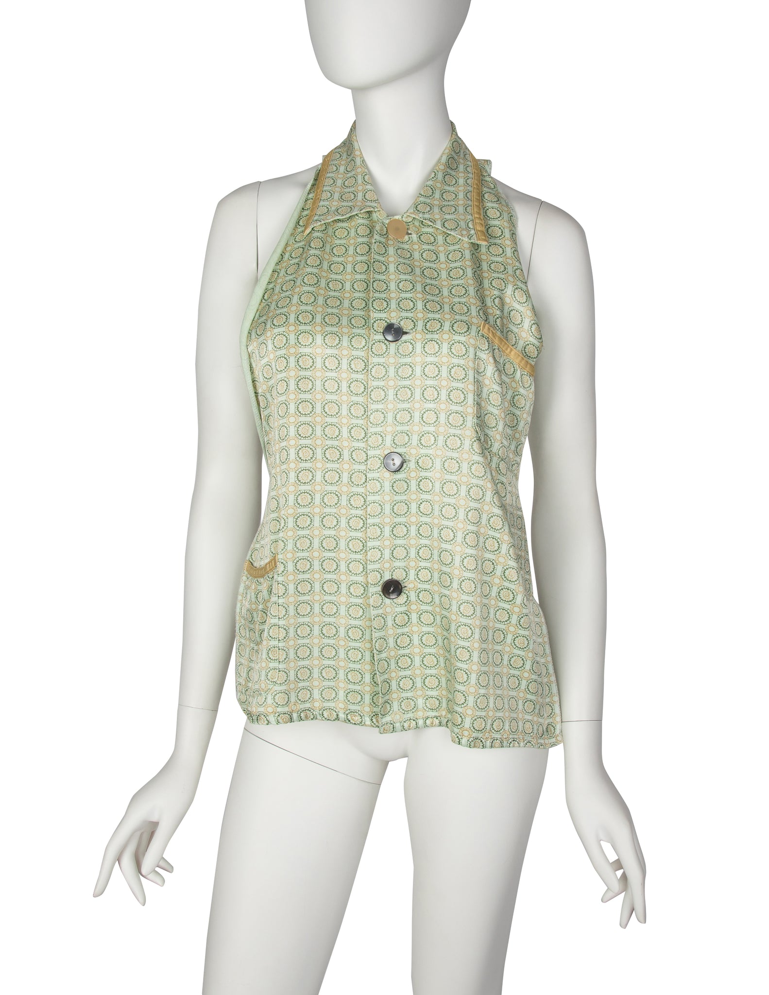 Martin Margiela Vintage SS 1995 Artisanal Mint Medallion Print Halter Top