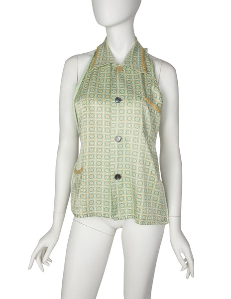 Martin Margiela Vintage SS 1995 Artisanal Mint Medallion Print Halter Top