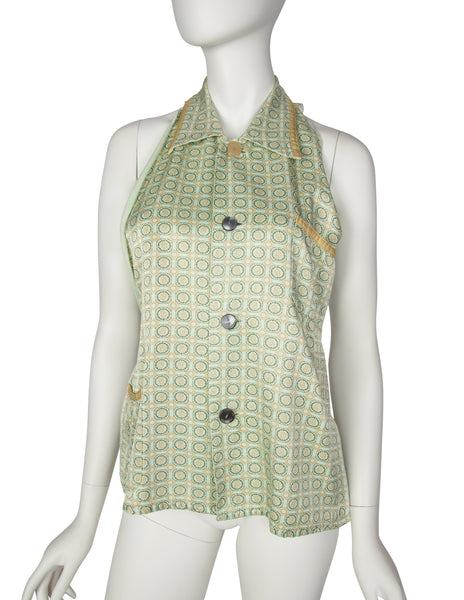 Martin Margiela Vintage SS 1995 Artisanal Mint Medallion Print Halter Top