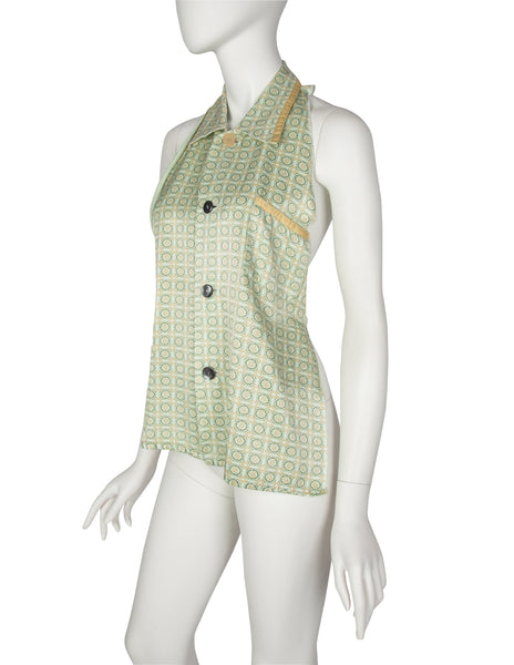 Martin Margiela Vintage SS 1995 Artisanal Mint Medallion Print Halter Top
