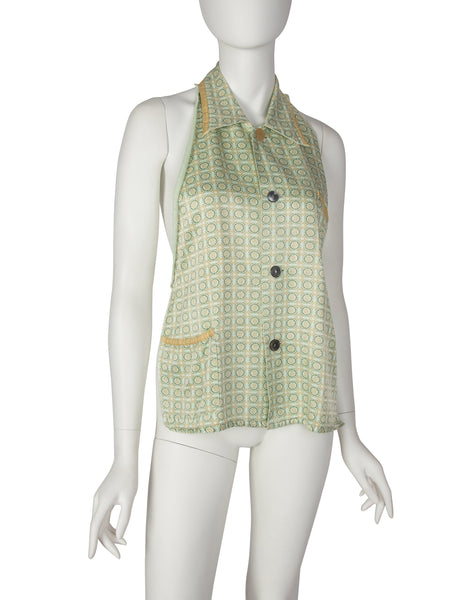 Martin Margiela Vintage SS 1995 Artisanal Mint Medallion Print Halter Top
