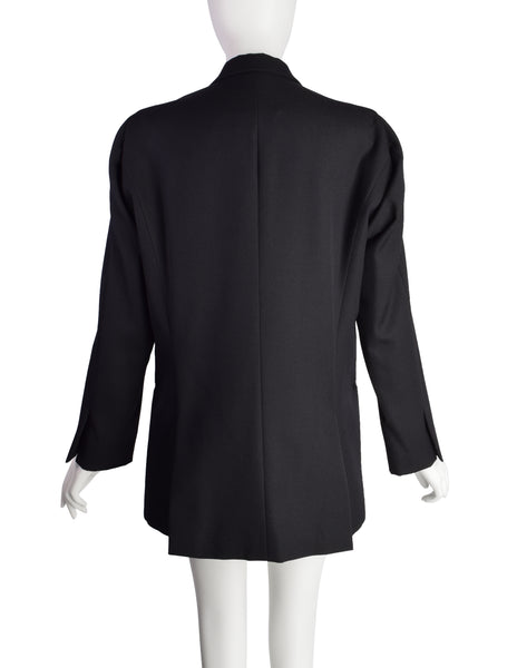 Maison Martin Margiela Vintage AW 1998 Flat Pattern Off-Set Sleeve Black Wool Blazer Jacket