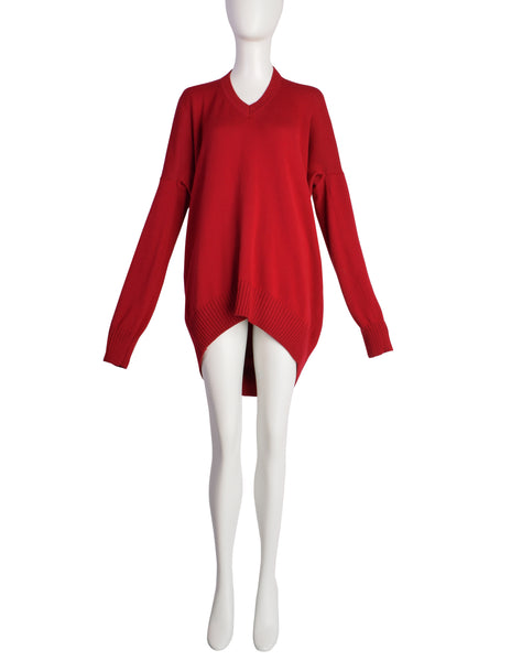 Maison Martin Margiela Vintage SS 1998 Flat Pattern Red Knit Sweater