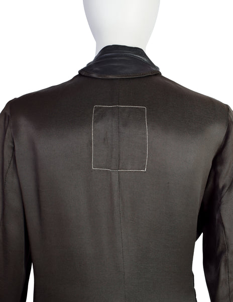 Maison Martin Margiela Vintage 1995 'Reproduction of a Series of Garment Interiors' Green and Black Leather Liner Duster Jacket