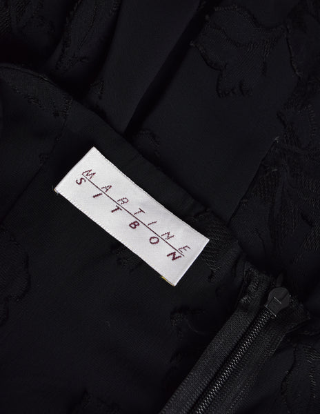 Martine Sitbon Vintage 1990s Sheer Black Floral High-Low Halter Dress