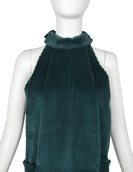 Jean Paul Gaultier pour Kashiyama Vintage Early 1980s Green Corduroy Romper
