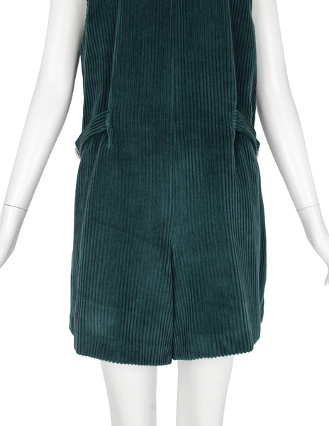 Jean Paul Gaultier pour Kashiyama Vintage Early 1980s Green Corduroy Romper