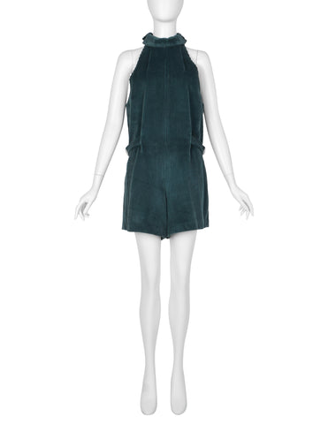 Jean Paul Gaultier pour Kashiyama Vintage Early 1980s Green Corduroy Romper