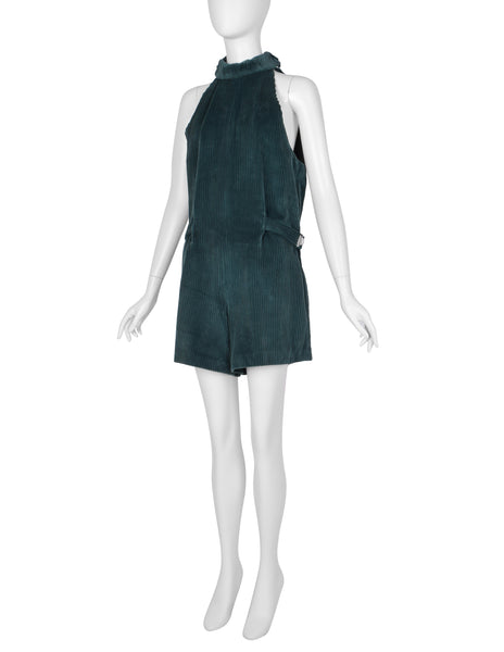Jean Paul Gaultier pour Kashiyama Vintage Early 1980s Green Corduroy Romper