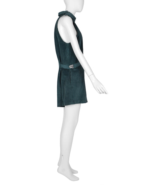 Jean Paul Gaultier pour Kashiyama Vintage Early 1980s Green Corduroy Romper