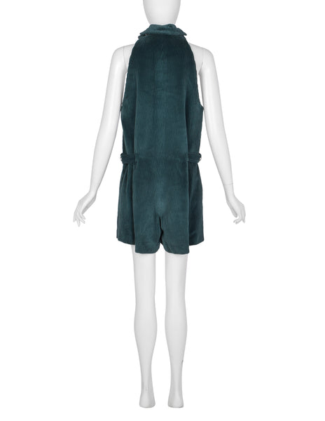 Jean Paul Gaultier pour Kashiyama Vintage Early 1980s Green Corduroy Romper