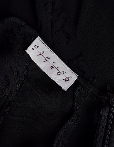 Martine Sitbon Vintage 1990s Black Sheer Floral Mini Dress