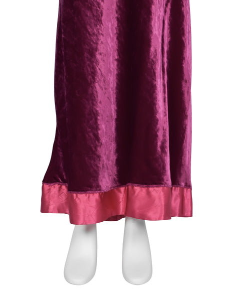 Martin Margiela Vintage AW 1995 Iconic Magenta Crushed Velvet Slip Dress