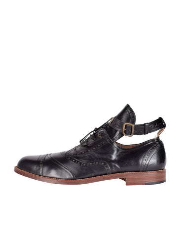 Monsieur NICOLE (Matsuda) Vintage Mens Black Leather Belted Ankle Brogue Shoes
