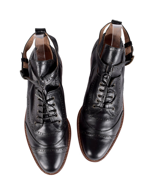 Monsieur NICOLE (Matsuda) Vintage Mens Black Leather Belted Ankle