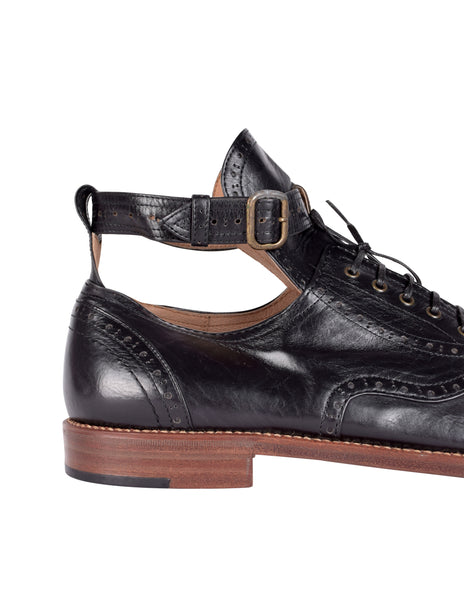 Monsieur NICOLE (Matsuda) Vintage Mens Black Leather Belted Ankle Brogue Shoes
