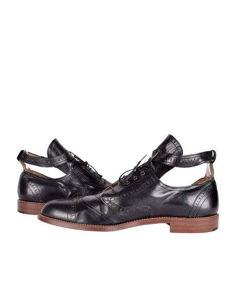 Monsieur NICOLE (Matsuda) Vintage Mens Black Leather Belted Ankle Brogue Shoes
