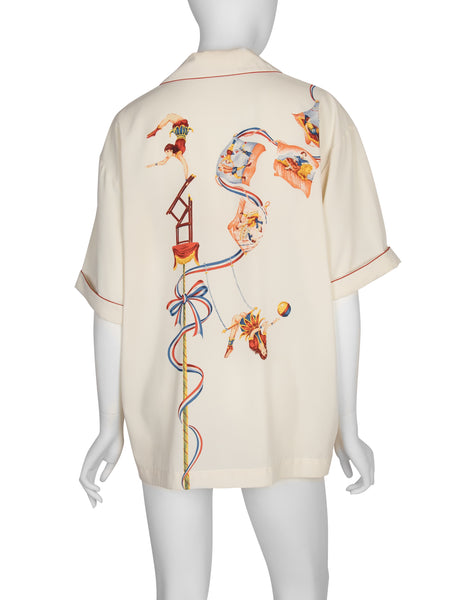 Matsuda Vintage Incredible Cirque Print Cream Mens Shirt