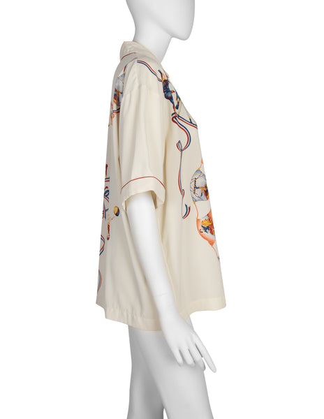 Matsuda Vintage Incredible Cirque Print Cream Mens Shirt