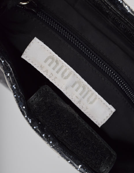 MIU MIU Vintage AW 1998 Encased Gunmetal Glitter Vinyl Handbag