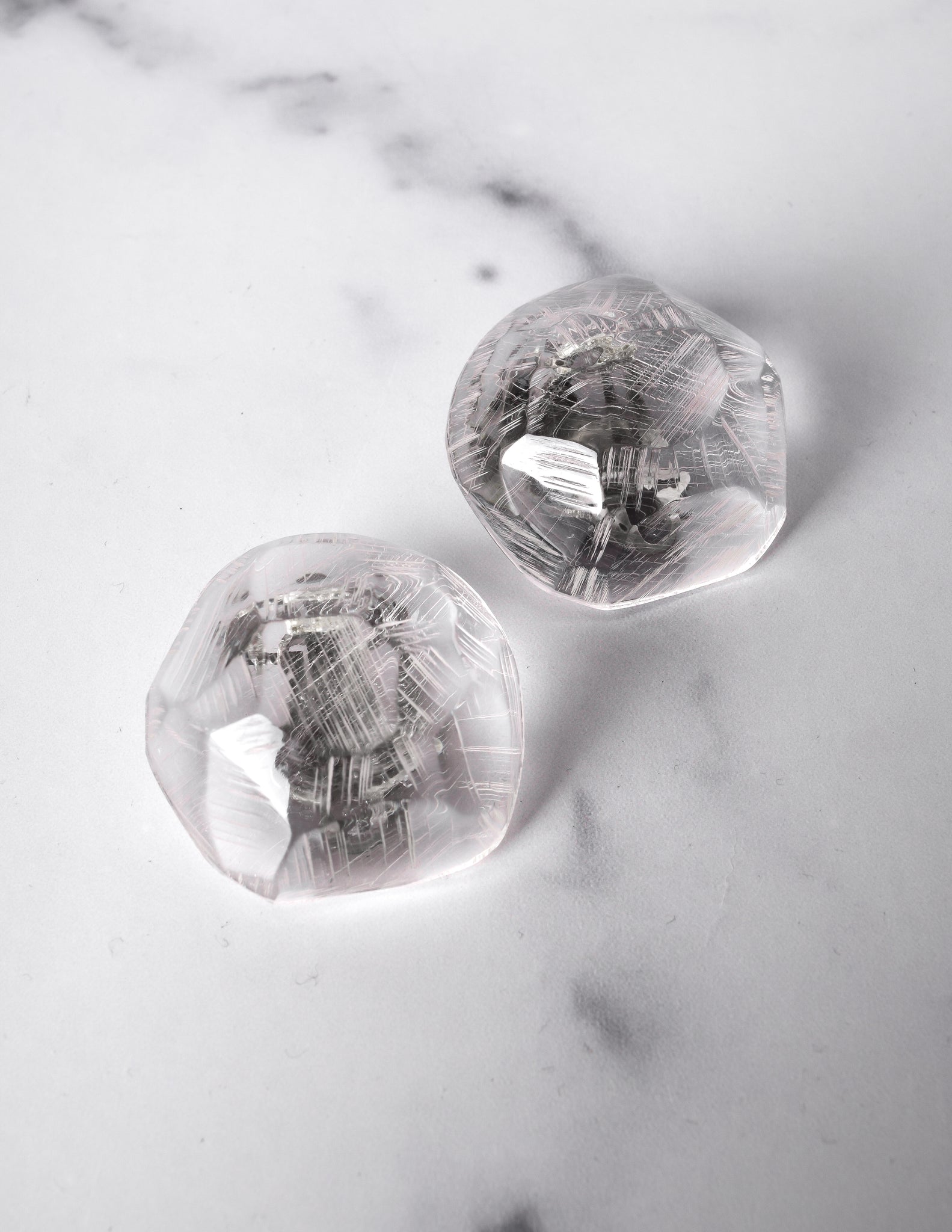 Monies Vintage Carved Faceted Clear Lucite 'Gem' Earrings