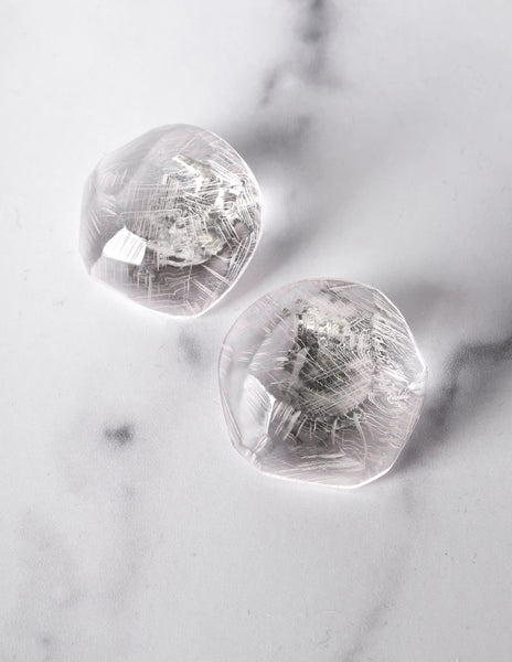 Monies Vintage Carved Faceted Clear Lucite 'Gem' Earrings