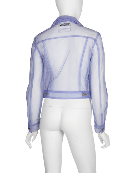 Moschino Vintage 1990s Perwinkle Blue Sheer Tulle Jacket