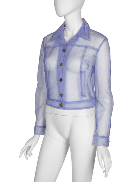 Moschino Vintage 1990s Perwinkle Blue Sheer Tulle Jacket