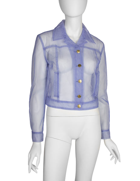 Moschino Vintage 1990s Perwinkle Blue Sheer Tulle Jacket