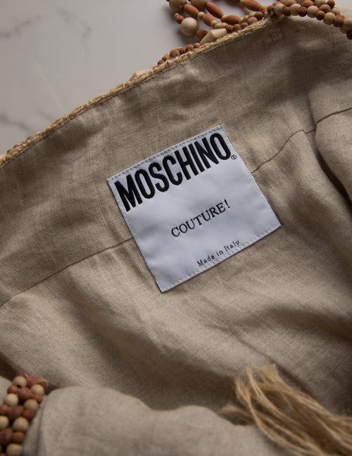 Moschino Couture! Vintage 1990s Wooden Beaded Fringe Top