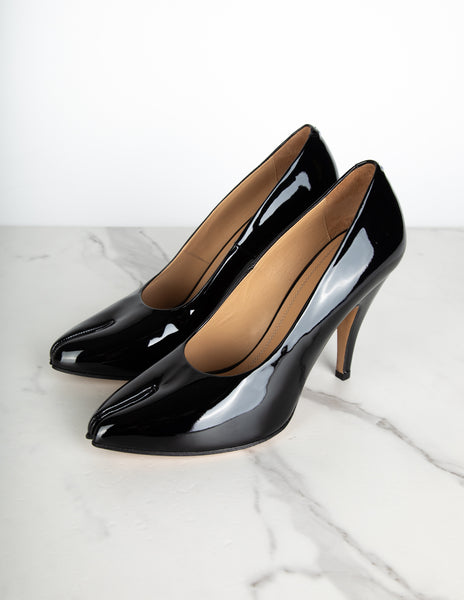 Maison Margiela by John Galliano Black Patent Leather Tabi Pumps