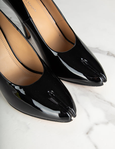 Maison Margiela by John Galliano Black Patent Leather Tabi Pumps