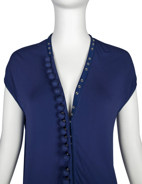 Martin Margiela Vintage SS 2009 Ball Snap Button Blue Jersey Dress