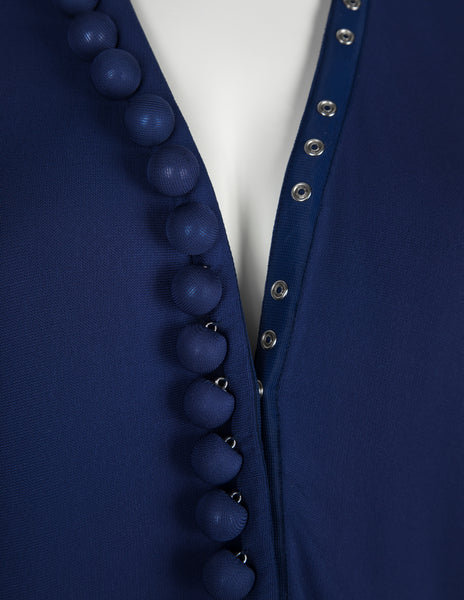Martin Margiela Vintage SS 2009 Ball Snap Button Blue Jersey Dress