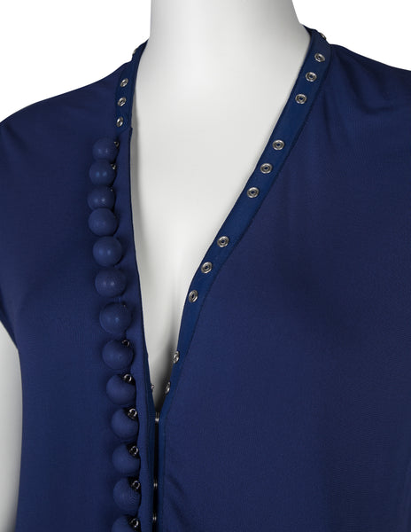 Martin Margiela Vintage SS 2009 Ball Snap Button Blue Jersey Dress