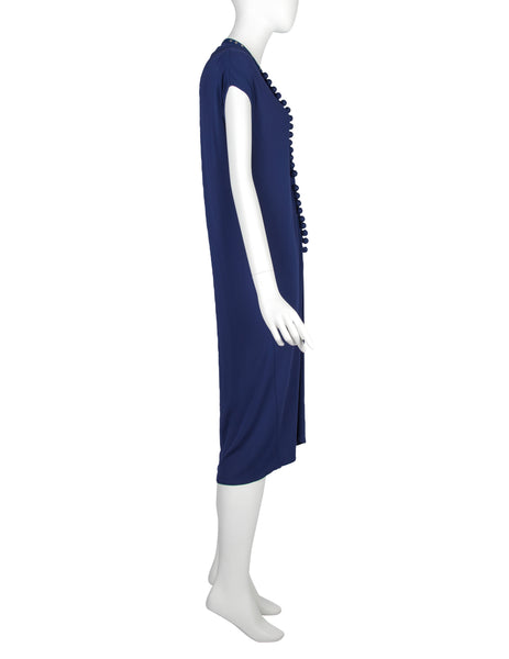 Martin Margiela Vintage SS 2009 Ball Snap Button Blue Jersey Dress