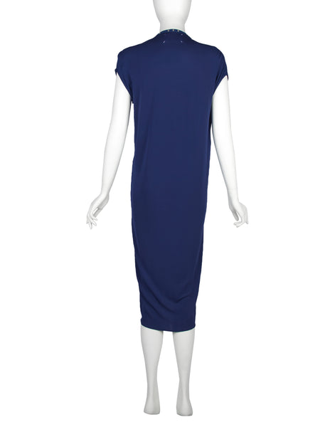 Martin Margiela Vintage SS 2009 Ball Snap Button Blue Jersey Dress