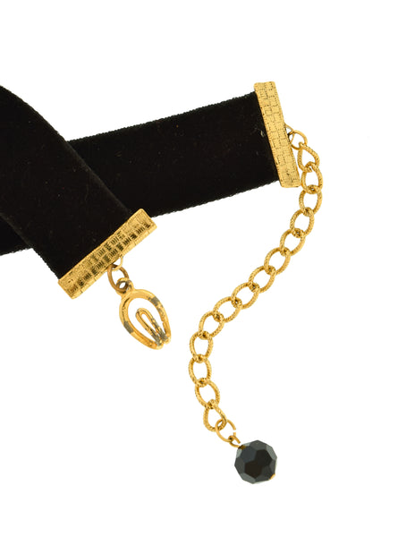 Marie Ferra Vintage Large Ornate Heart Pendant Velvet Choker Necklace