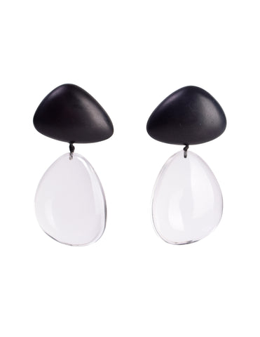 Monies Vintage Large Ebony and Clear Resin Dangle Drop Earrings