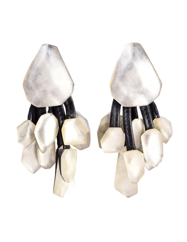 Chanel Vintage White Enamel CC Stud Earrings