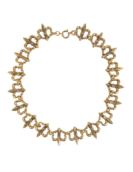 Moschino Vintage 1980s Golden Fleur de Lis Link Necklace