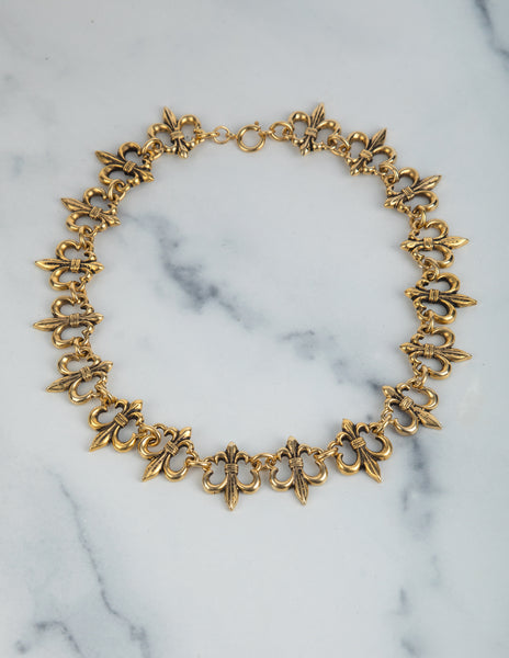 Moschino Vintage 1980s Golden Fleur de Lis Link Necklace