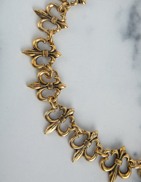 Moschino Vintage 1980s Golden Fleur de Lis Link Necklace