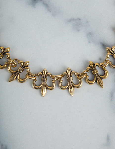 Moschino Vintage 1980s Golden Fleur de Lis Link Necklace