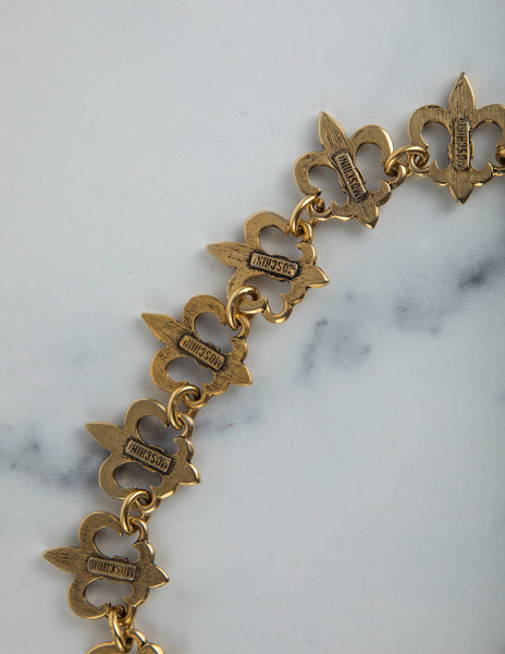 Moschino Vintage 1980s Golden Fleur de Lis Link Necklace