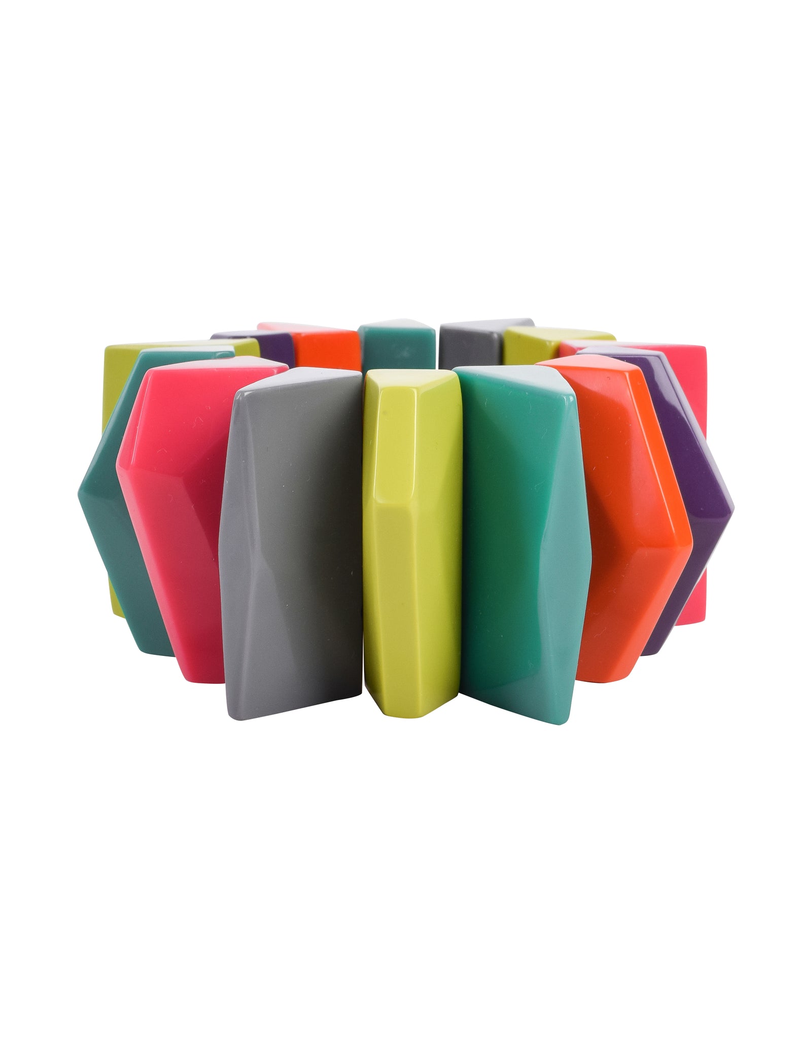 1990s Vintage Colorful Faceted Resin Stretch Bracelet