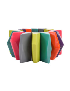 1990s Vintage Colorful Faceted Resin Stretch Bracelet