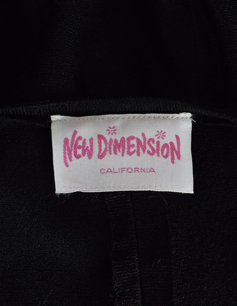 New Dimensions Vintage 1970s Dramatic Ostrich Feather Trimmed Black Gown