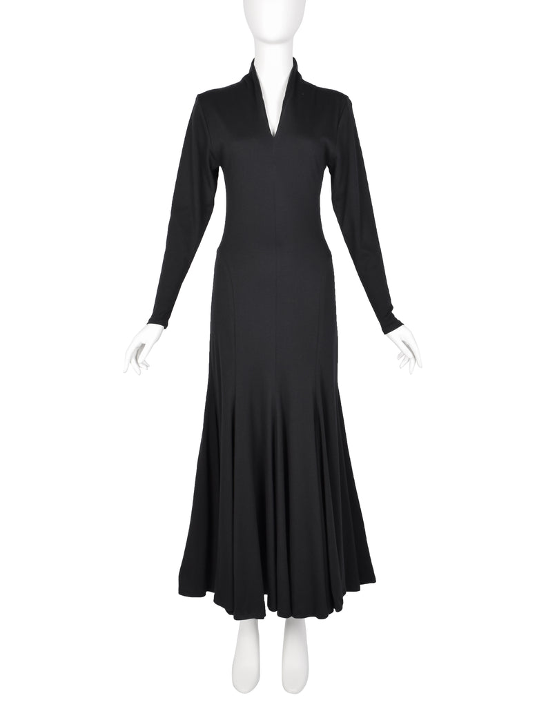 Norma Kamali Vintage 1980s Black Jersey Mermaid Flare Dress Amarcord Vintage Fashion Norma Kamali Vintage 1980s Black Jersey Mermaid Flare Dress Amarcord Vintage Fashion