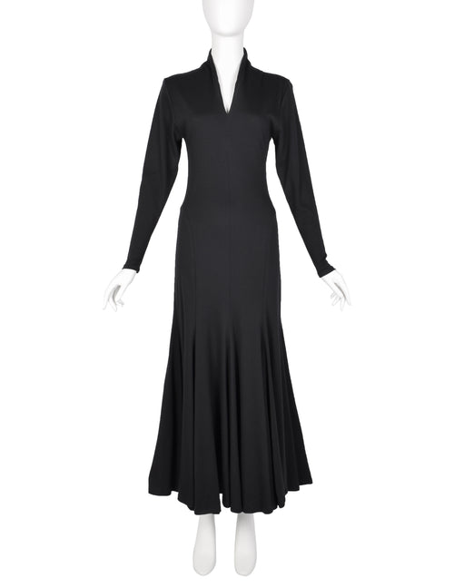 Norma Kamali Vintage 1980s Black Jersey Mermaid Flare Dress – Amarcord Vintage Fashion